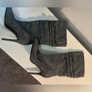 Jessica Simpson Black Glitter Heeled Boots
